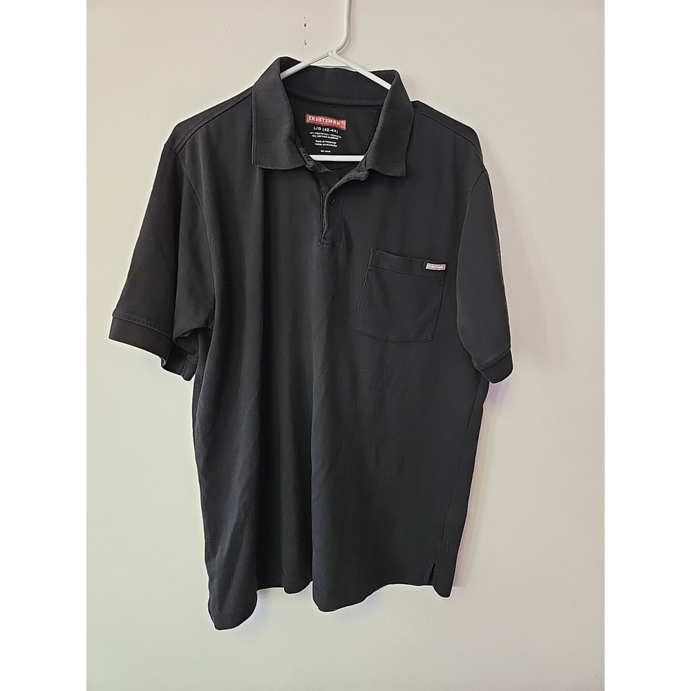 Craftsman Black Polo Shirt Mens L/G (42-44) Short Sleeve Pocket‎ Workwear